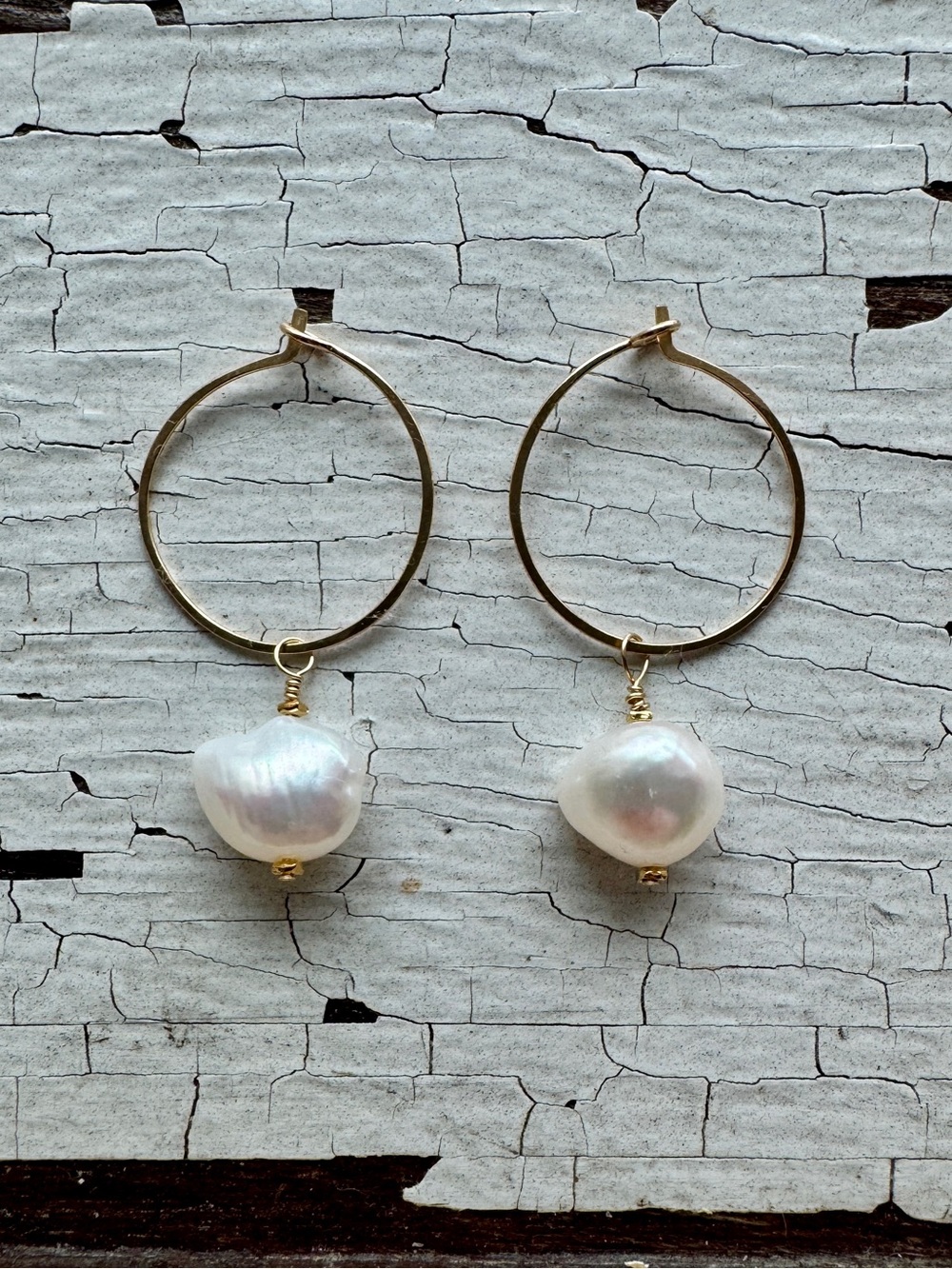 Baroque Freshwater Pearl Gold Filled Hoop Earrings